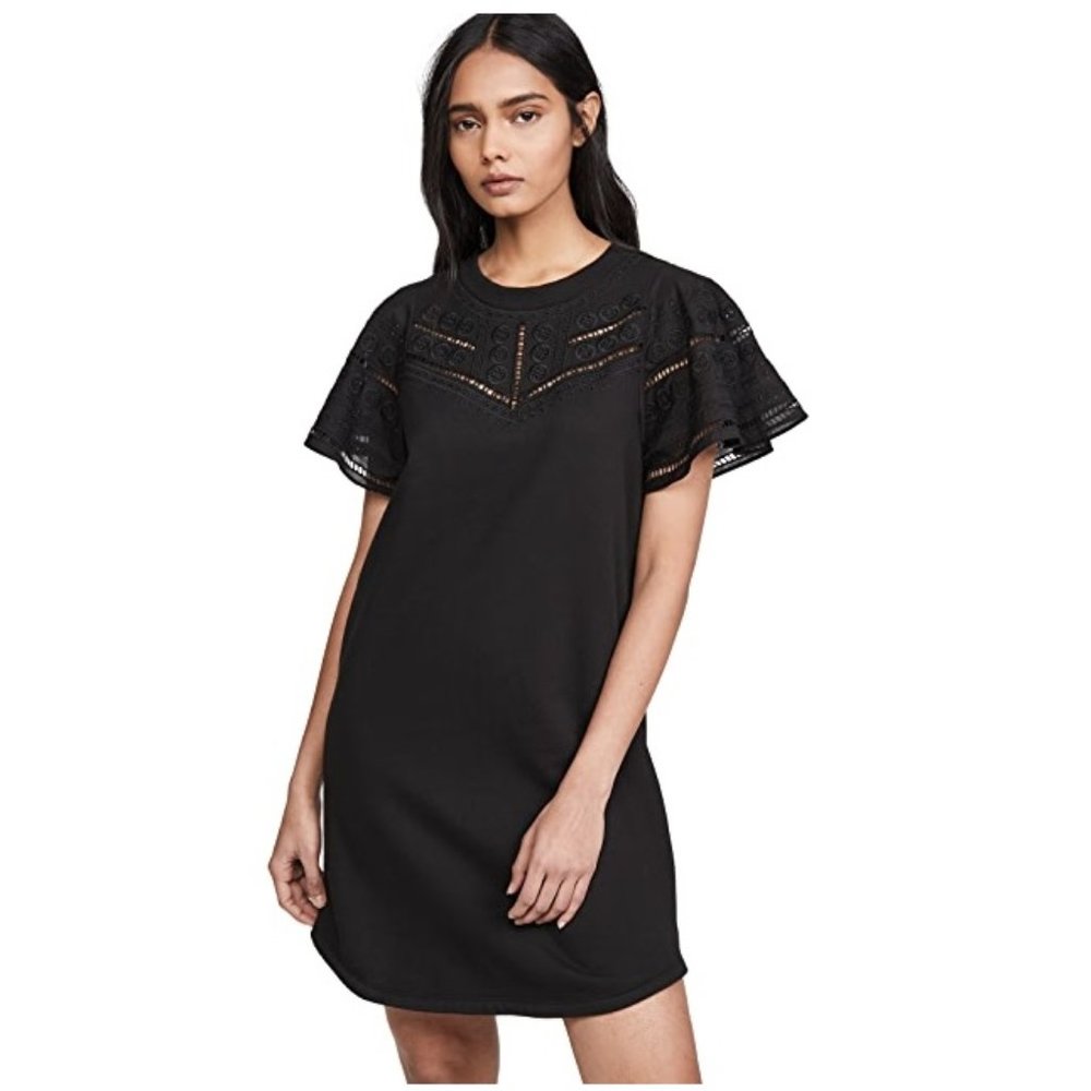 Parker Black Eyelet Flutter-Sleeve Mini Dress NOT NWT